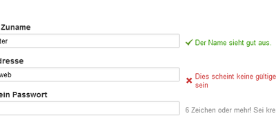UX von Formularen: Inline Validation