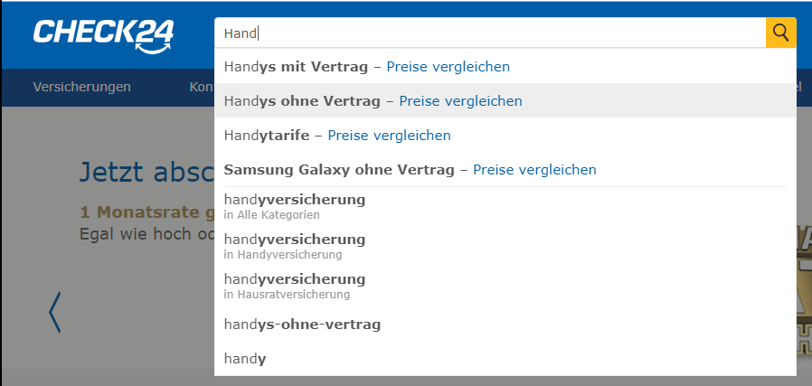 Auto Suggest mit Pfeiltasten navigieren