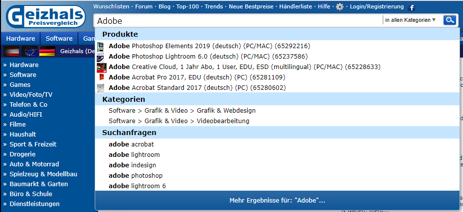 Auto Suggest Vorschläge übersichtlich gliedern und begrenzen